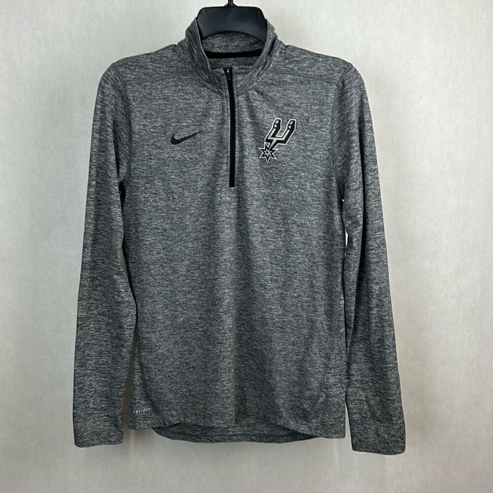 Nike San Antonio Spurs Pullover Quarter 1/4 Zip Girls Sz Large NBA Gray Lightwei